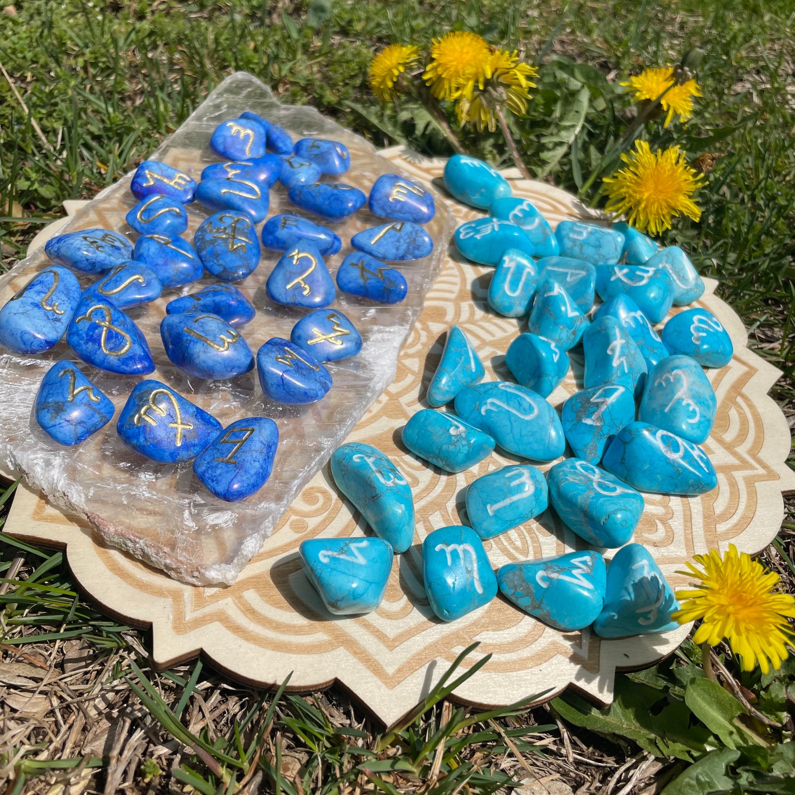 Theban Alphabet Runes Stones in Turquenite