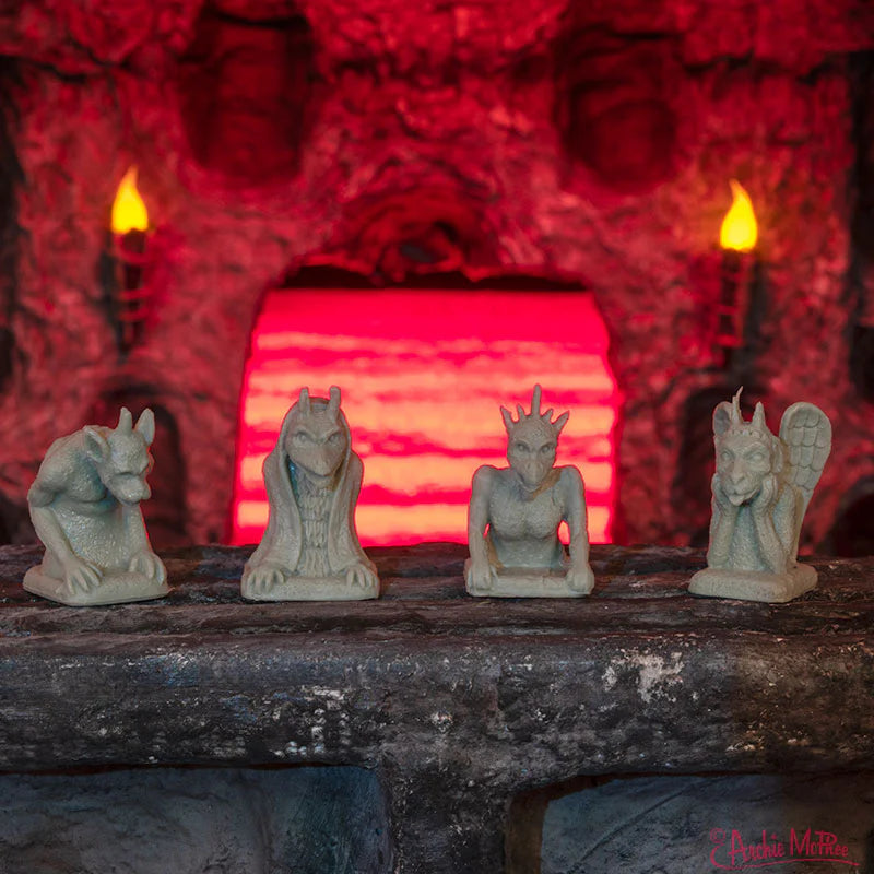 Itty Bitty Gargoyles 🖤 Set of 4 Mini Hard Vinyl Figures • 1.125" Desktop Protectors