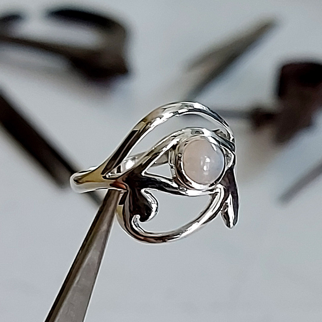 Eye of Horus Moonstone Sterling Ring
