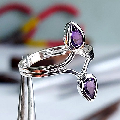Double Amethyst Sterling Ring