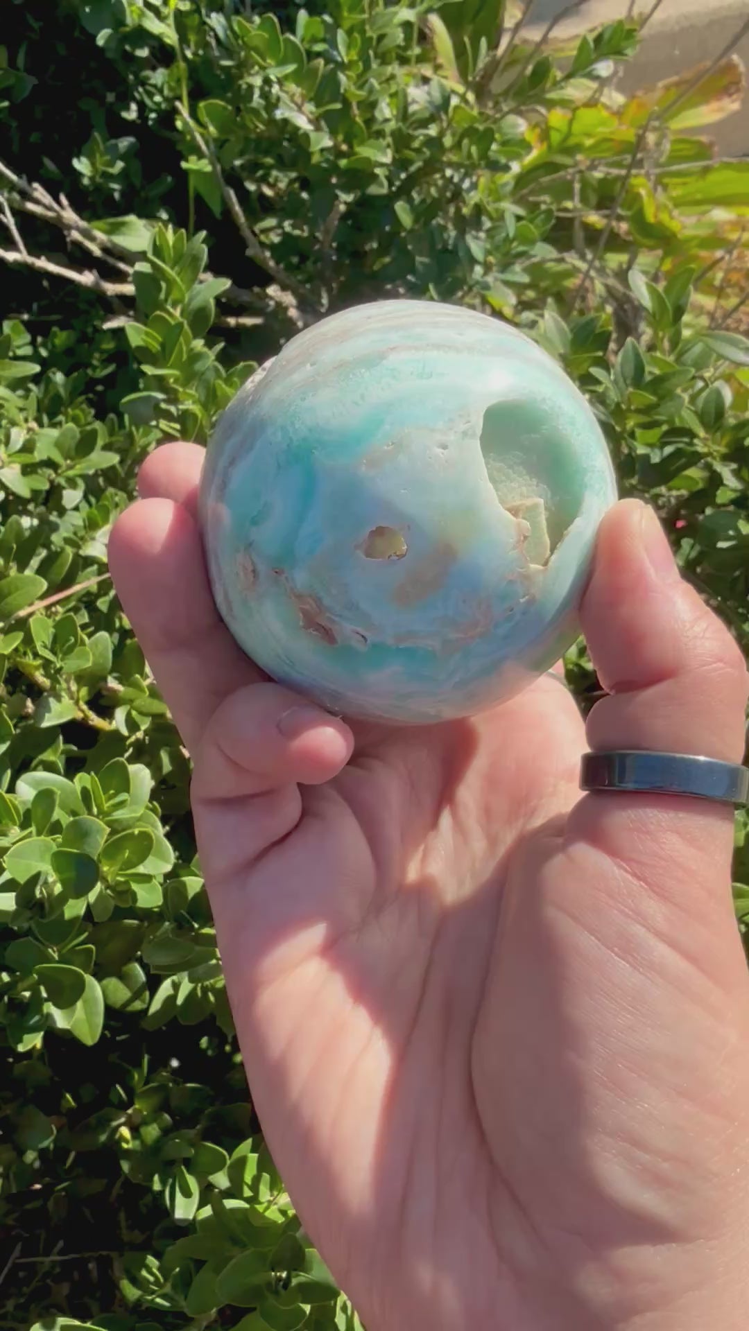 Blue Aragonite Crystal Sphere | Healing Stone for Calm, Balance & Energy