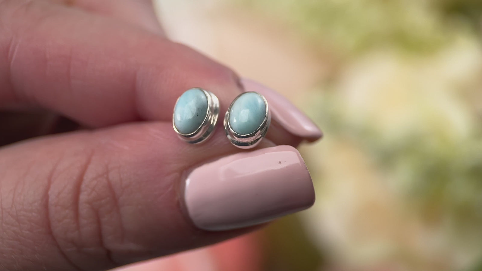 Larimar Sterling Silver Stud Earrings