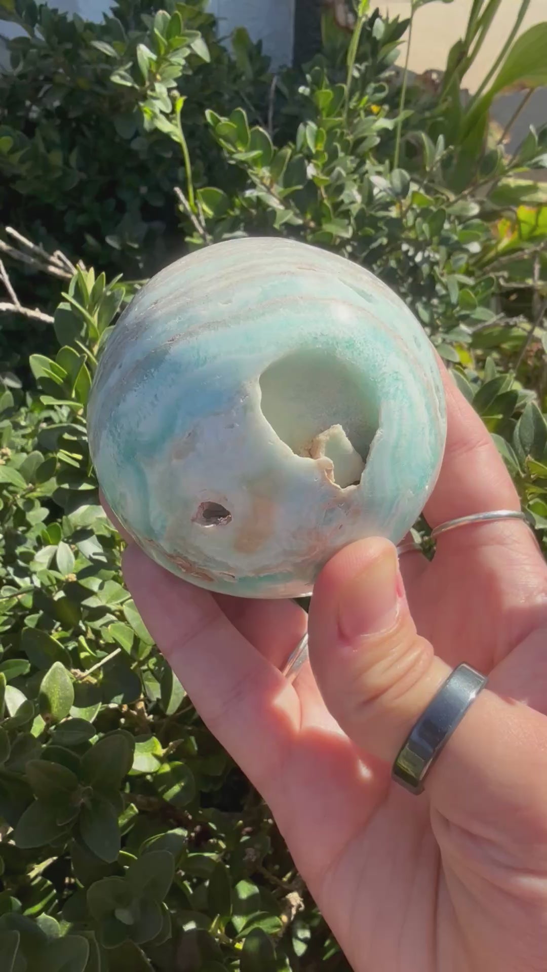 Blue Aragonite Crystal Sphere | Healing Stone for Calm, Balance & Energy