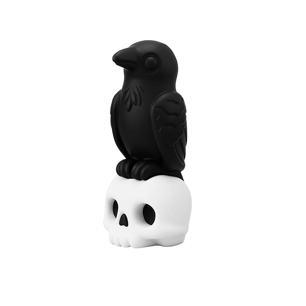 Mini Raven Skull Figurine – Gothic Halloween Décor & Cryptid Display | Soft Rubber, 1.57"