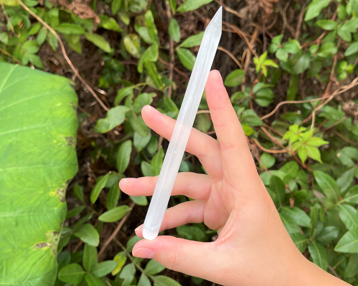 Selenite Polished Thin Pencil Point Wand -  6”