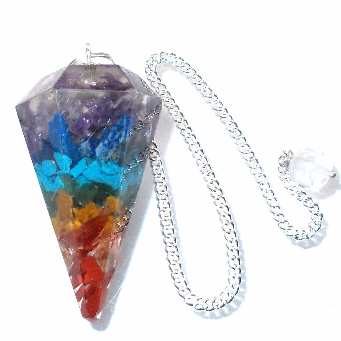 Seven Chakra Orgone Pendulum with Chain