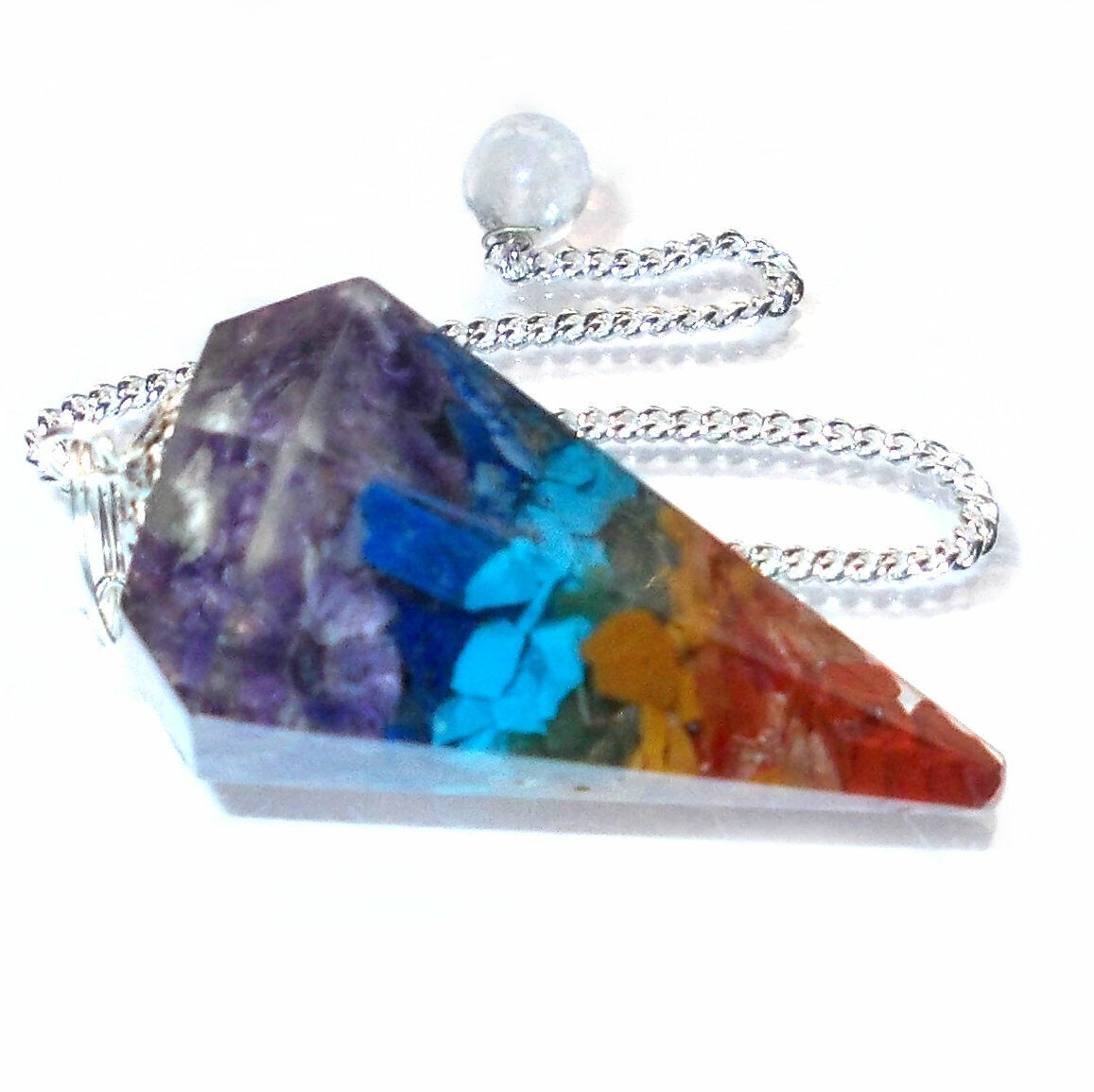 Seven Chakra Orgone Pendulum with Chain
