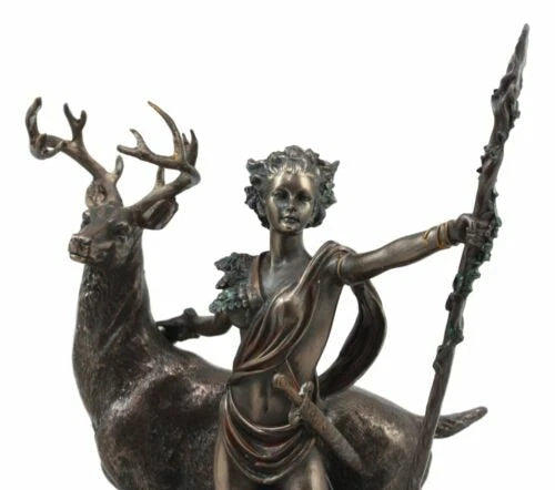Diana With Stag Statue | Greek Roman Goddess of the Hunt Moon Nature