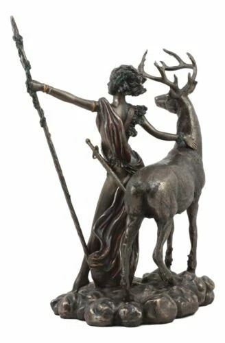 Diana With Stag Statue | Greek Roman Goddess of the Hunt Moon Nature