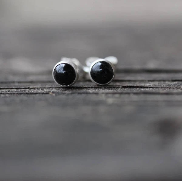 Black Onyx Sterling Silver Stud Earrings