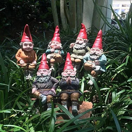 Classic Garden Gnome Shelf Sitter | 6-Inch Hand-Painted Gnome Statue with Garden Stake