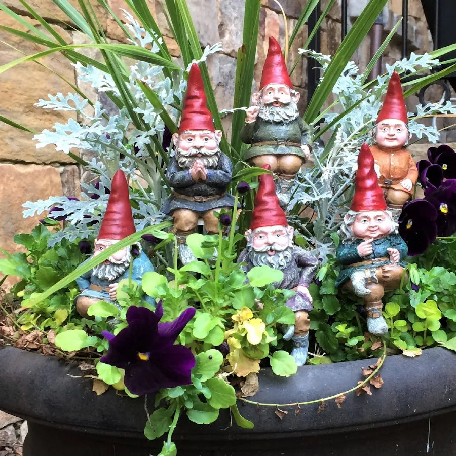 Classic Garden Gnome Shelf Sitter | 6-Inch Hand-Painted Gnome Statue with Garden Stake