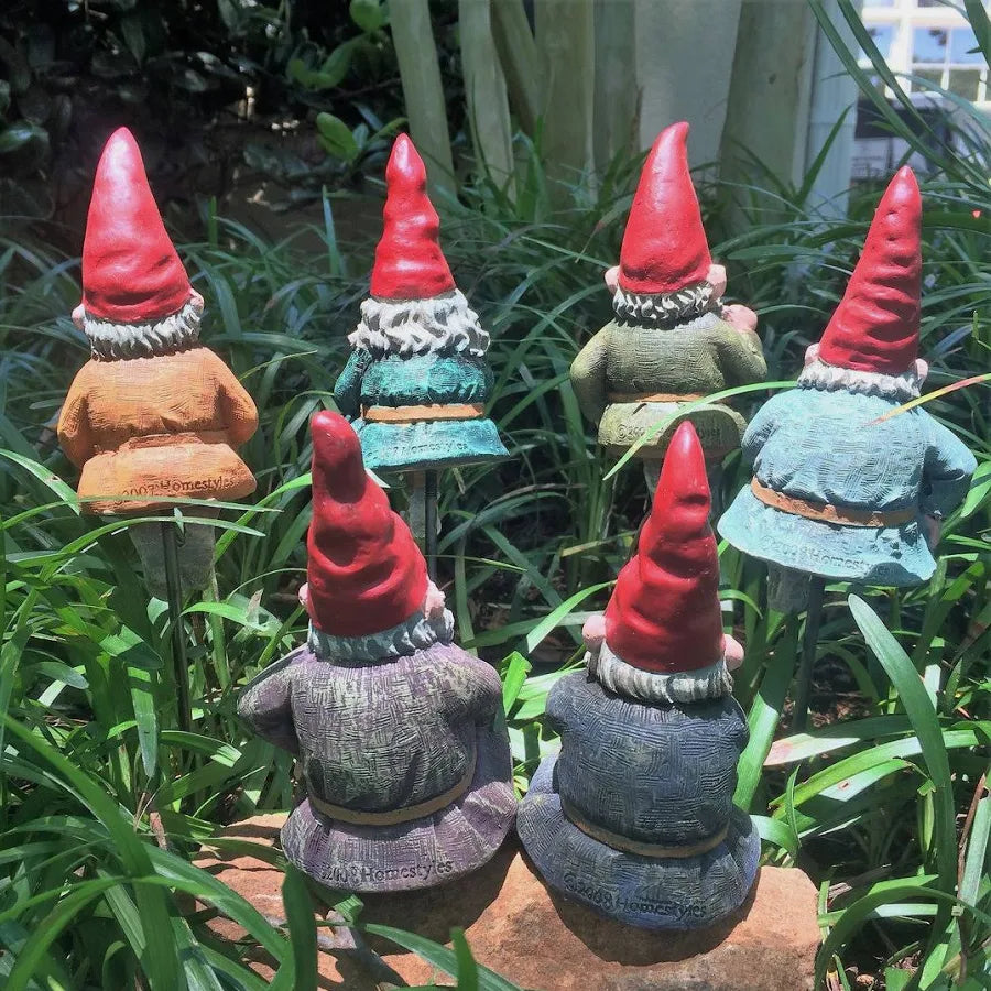 Classic Garden Gnome Shelf Sitter | 6-Inch Hand-Painted Gnome Statue with Garden Stake