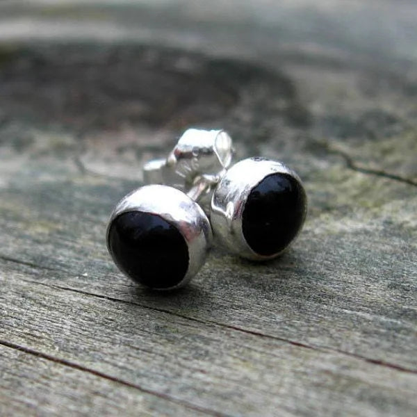 Black Onyx Sterling Silver Stud Earrings
