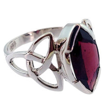 Celtic Knot Triquetra Garnet Ring