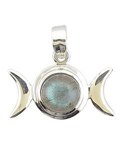 Triple Moon Sterling Silver Labradorite Pendant