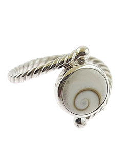 Eye of Shiva Shell Silver Twist Ring