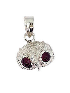 Garnet Wise Owl Sterling Silver Necklace -small