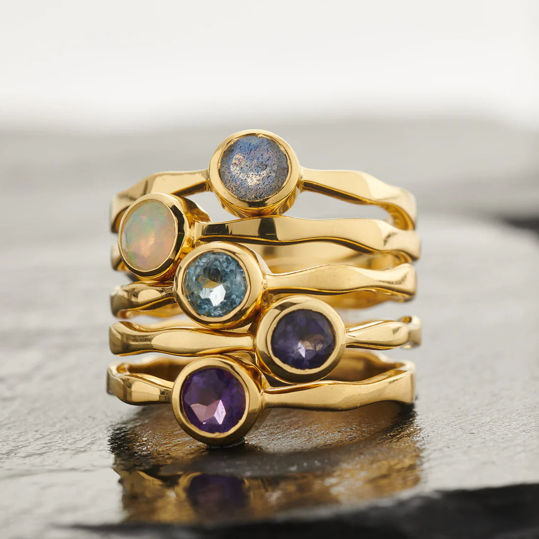 Ethiopian Opal 18K Vermeil Gold Wavy Ring