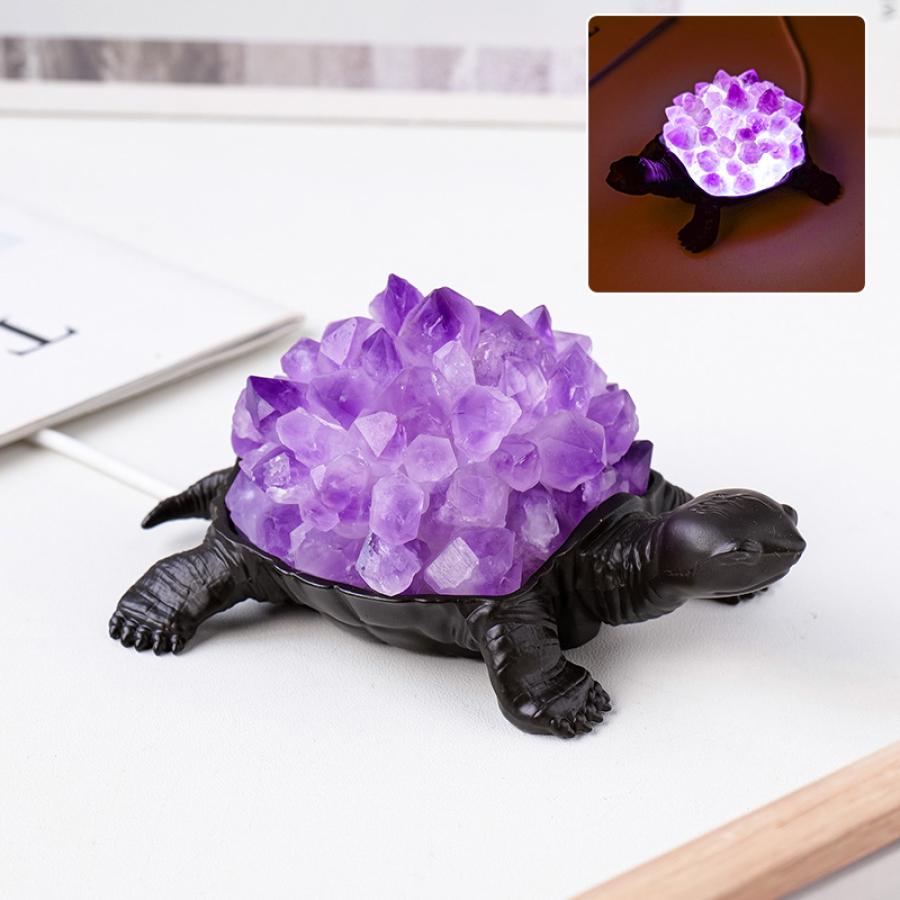 Turtle LED USB Crystal Nightlight with Amethyst Shell