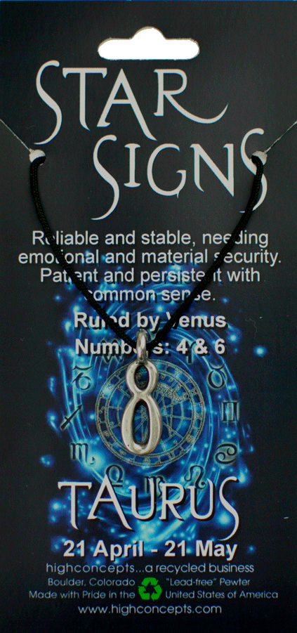 Star Signs Zodiac Taurus Pewter Charm Amulet