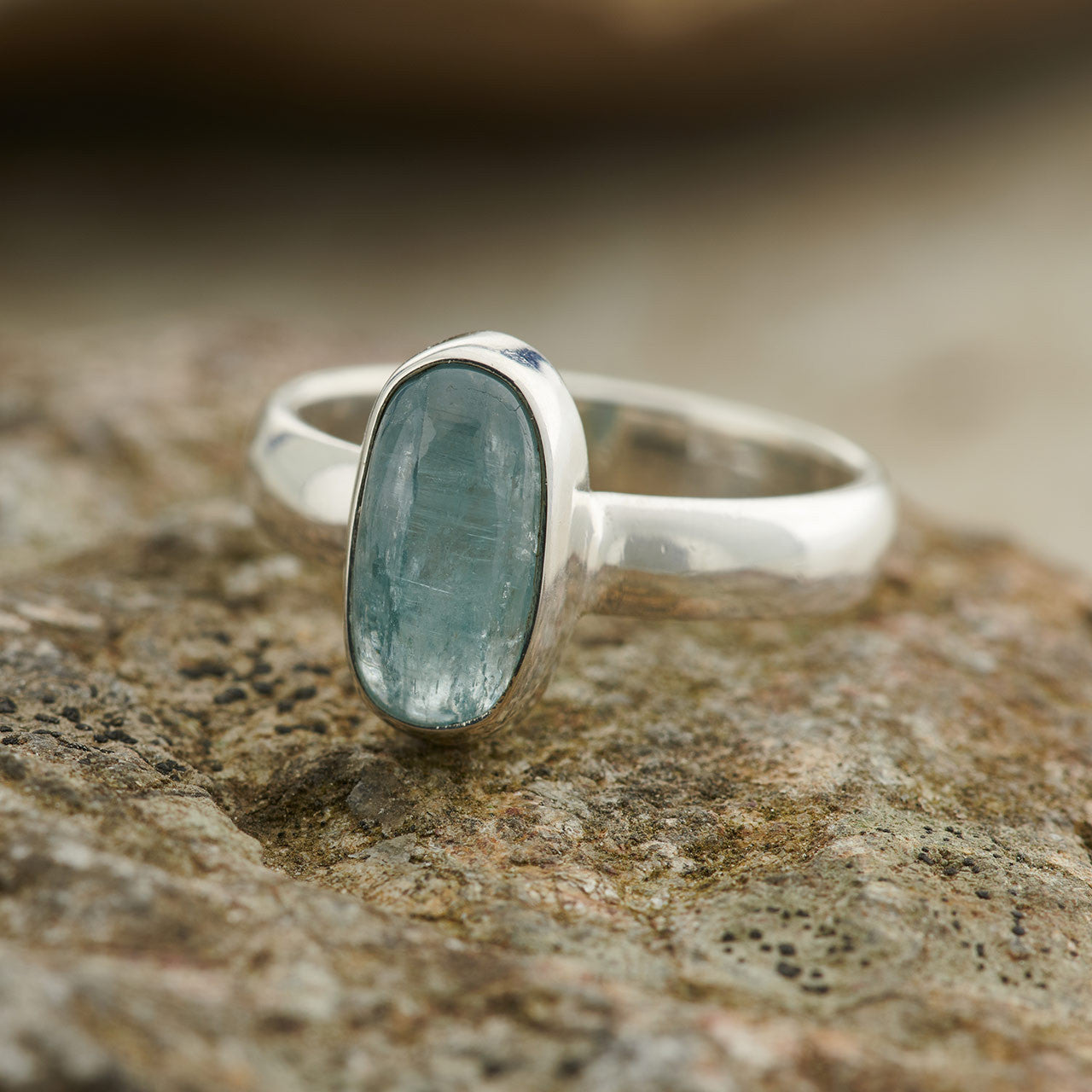 Aqua Kyanite Sterling Silver Ring