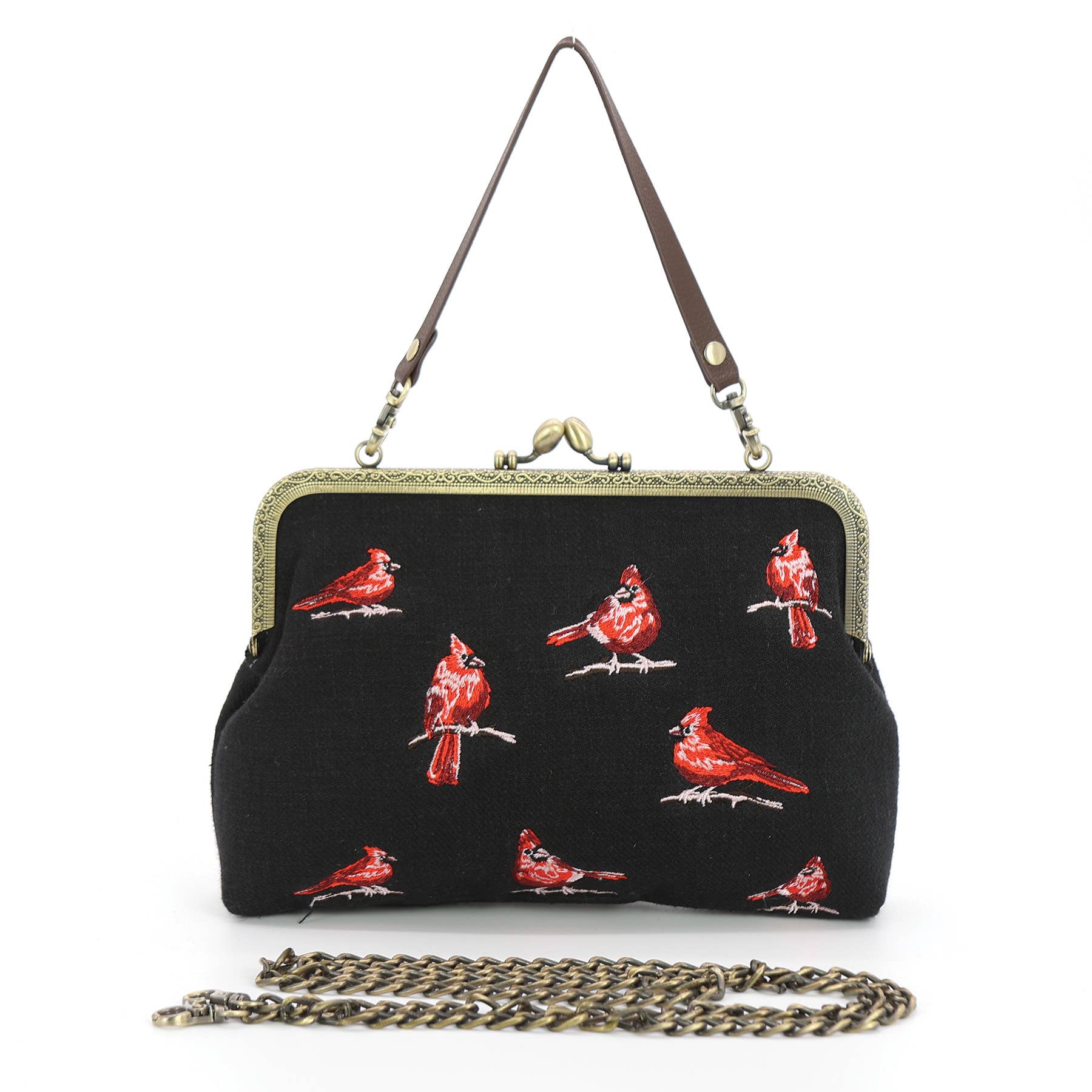 Cardinal Bird Kiss Lock Bag