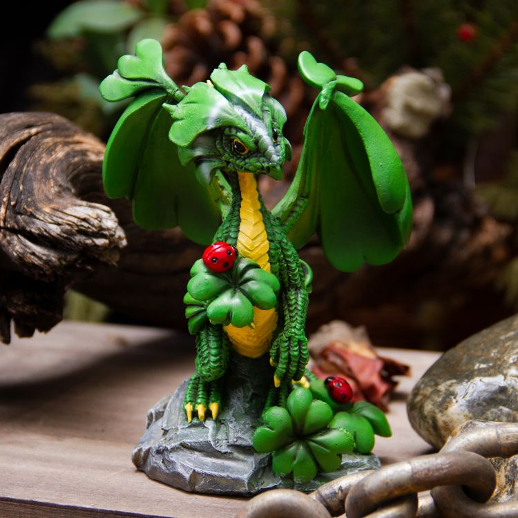 Lucky Clover Dragon Statue