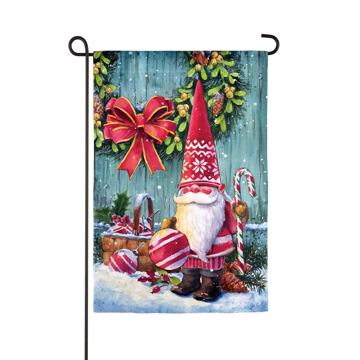 Christmas Gnome Garden Suede Front & Back Flag