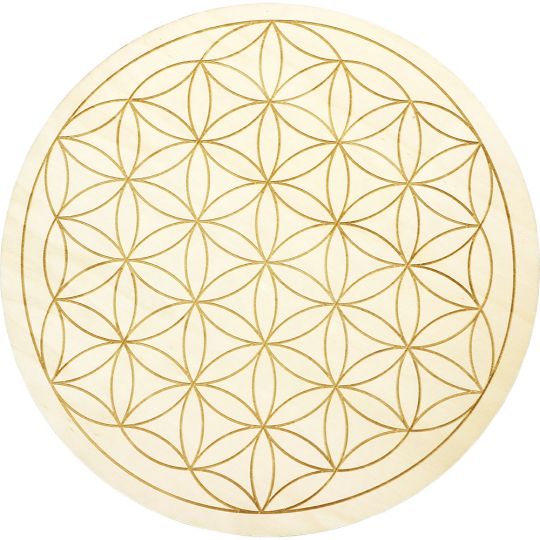 Sacred Geometry Wood Engraved Crystal Grid