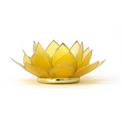 Gemstone Capiz Lotus Tealight Candle Holder - Citrine