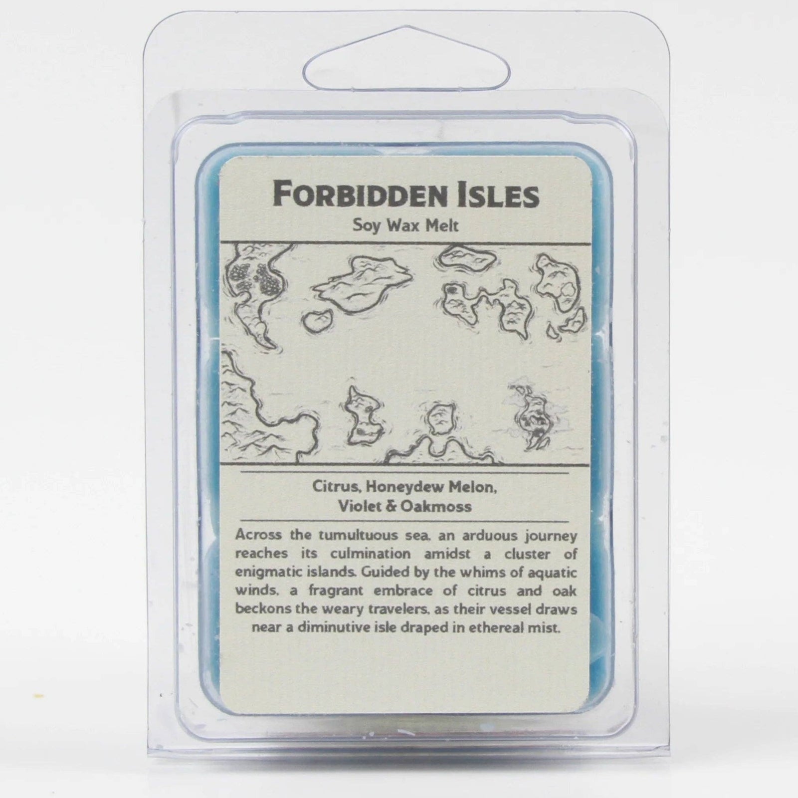 Forbidden Isles - Wax Melt Scent Notes: Citrus, Honeydew Melon, Violet & Oakmoss