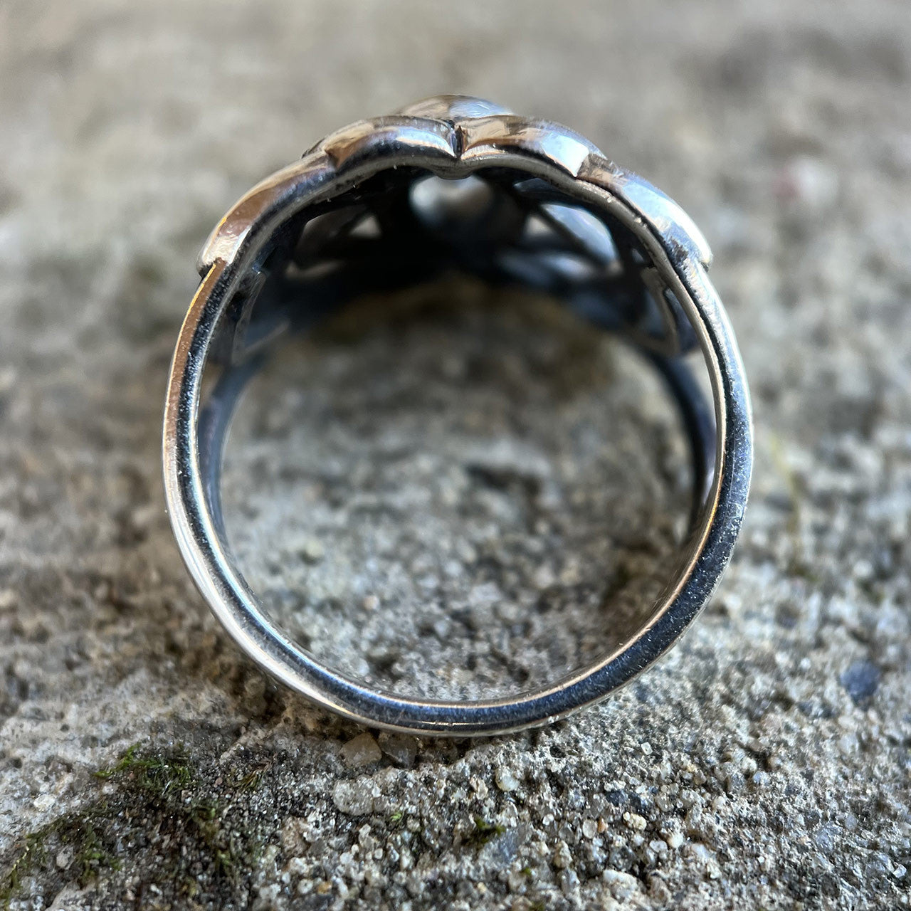 Rainbow Moonstone Celtic Ring In Sterling Silver