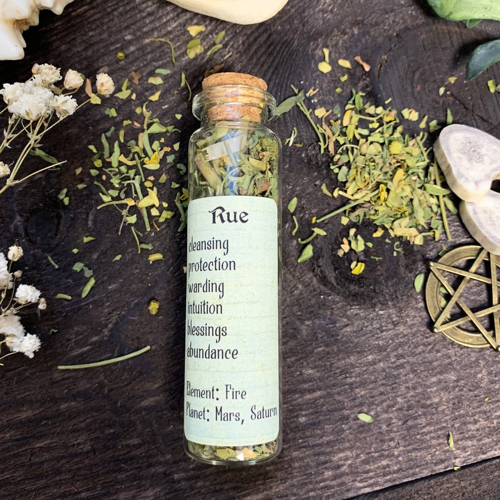 Rue Herb Bottle | Witchcraft Spell Herbs | Magical Herbs | Herb Starter Kit | Witch Herb Bottle | Apothecary Herbs | Ritual Herbs | Warding
