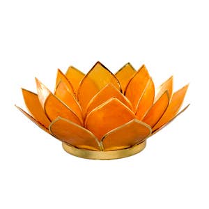 Gemstone Capiz Lotus Tealight Candle Holder - Amber