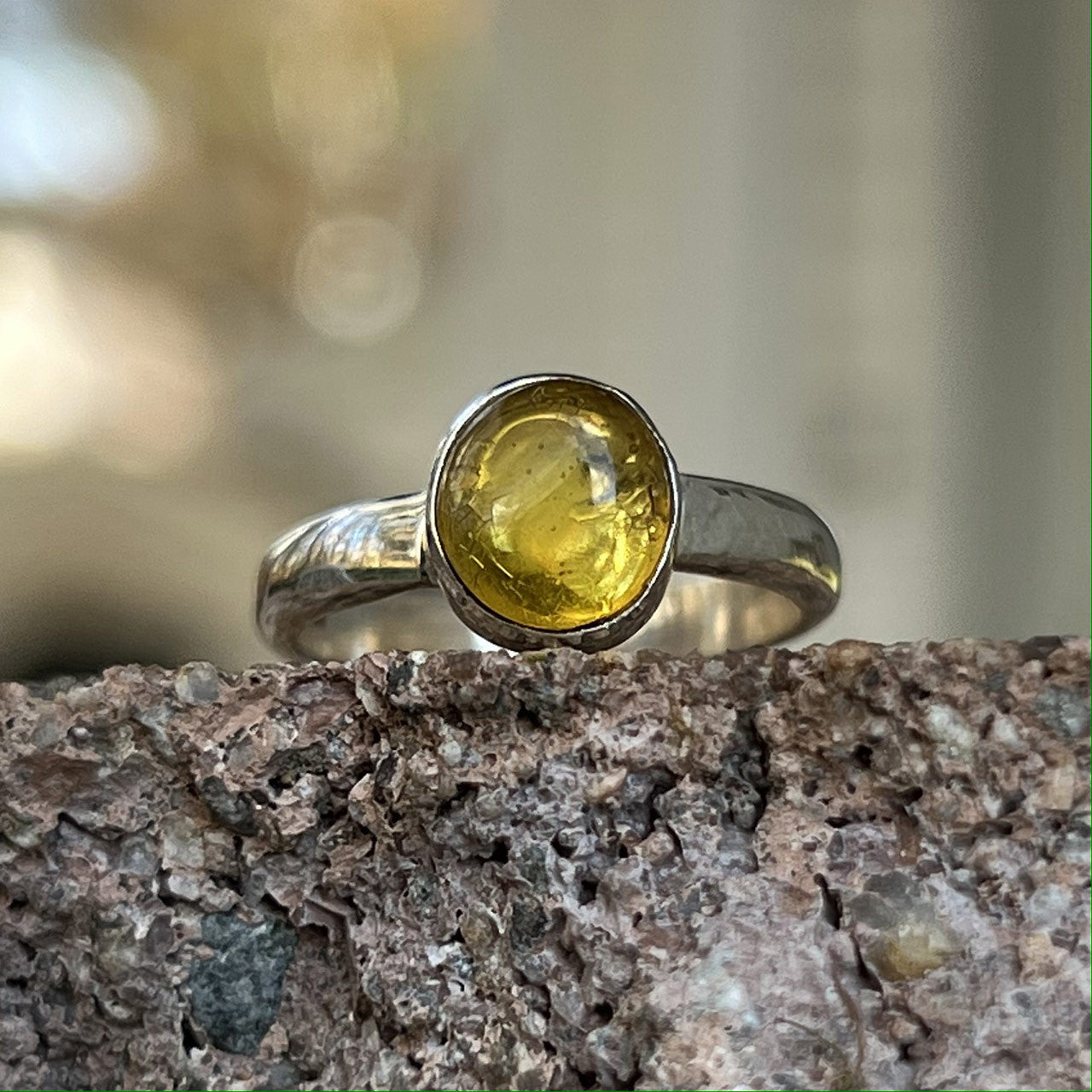 Beautiful Baltic Amber Sterling Silver Ring