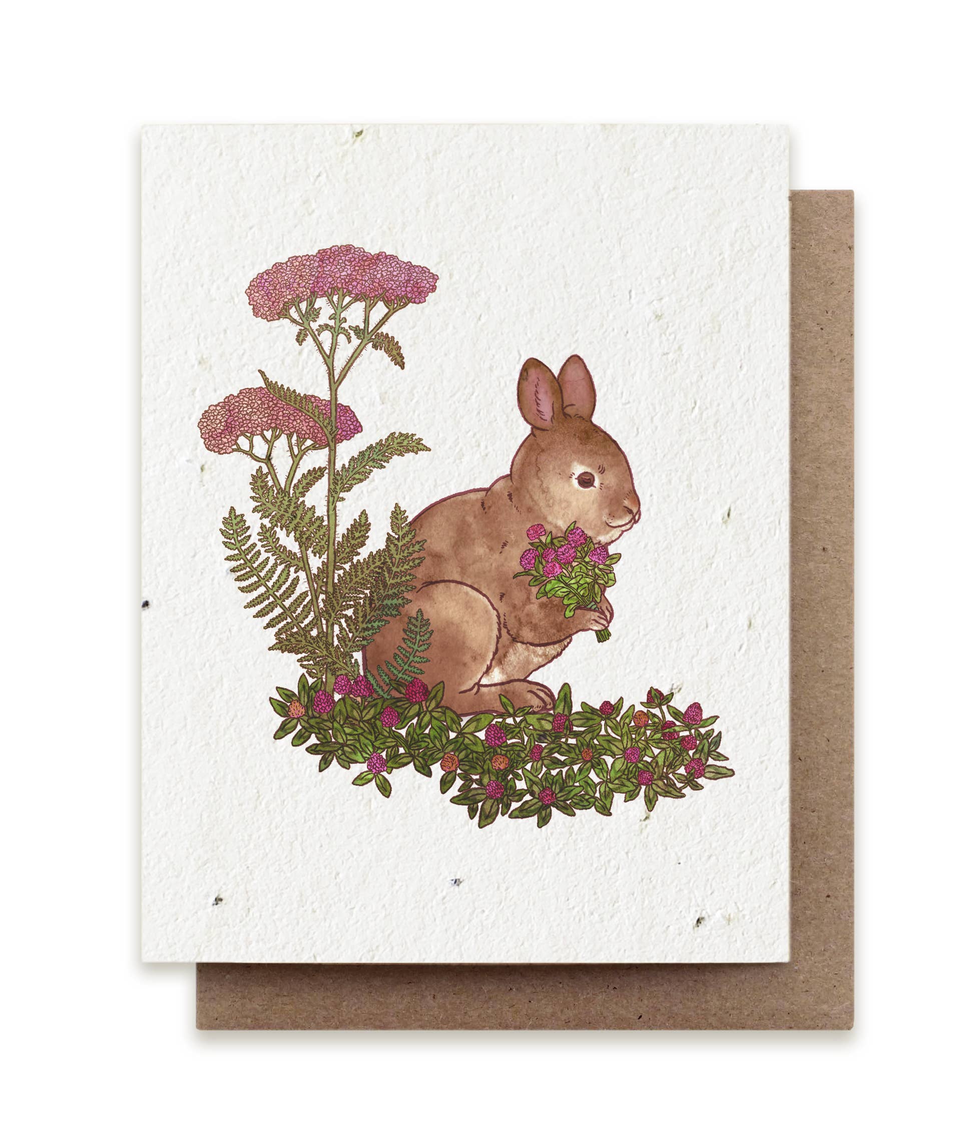 Rabbit Gathering Herbs Plantable Herb Seed Card Yarrow