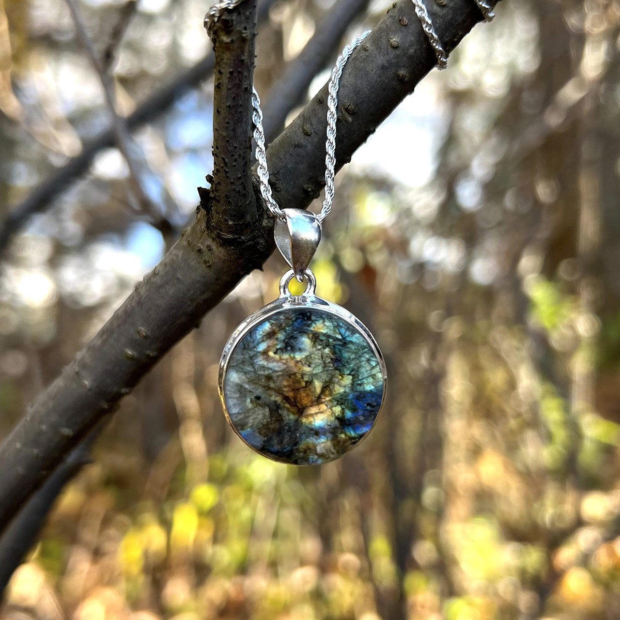 Fiery Labradorite Sterling Silver Pendant