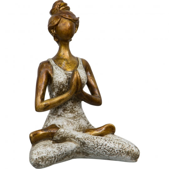 Sitting Yoga Lady Statue in White