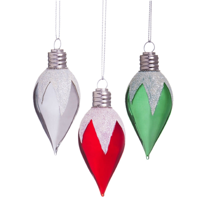 Christmas Light Glass Ornament, 3 ASST CLEARANCE