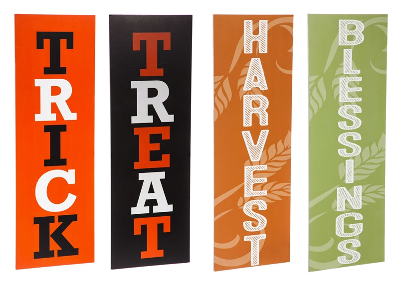 Reversible Wooden Mantel/Wall Sign, Set of 2, Harvest/Halloween - Cast a Stone