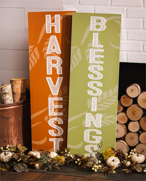 Reversible Wooden Mantel/Wall Sign, Set of 2, Harvest/Halloween - Cast a Stone