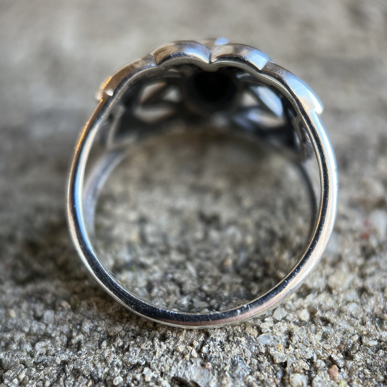 Black Onyx Celtic Ring In Sterling Silver