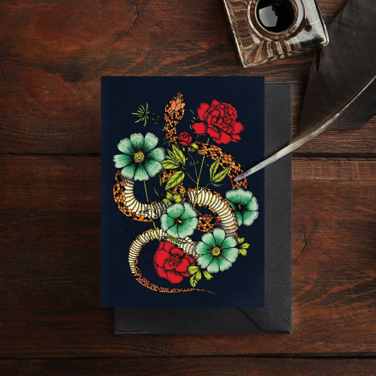 Floral Snake - Greeting Card