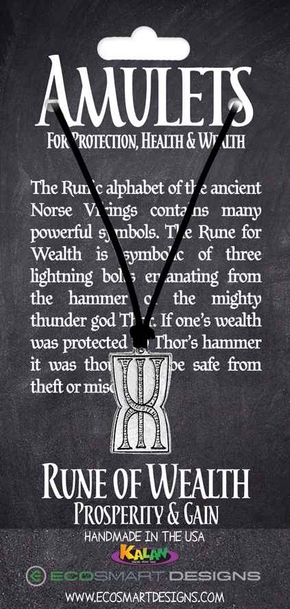 Rune for Wealth Pewter Charm Amulet