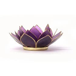 Gemstone Capiz Lotus Tealight Candle Holder - Tanzanite