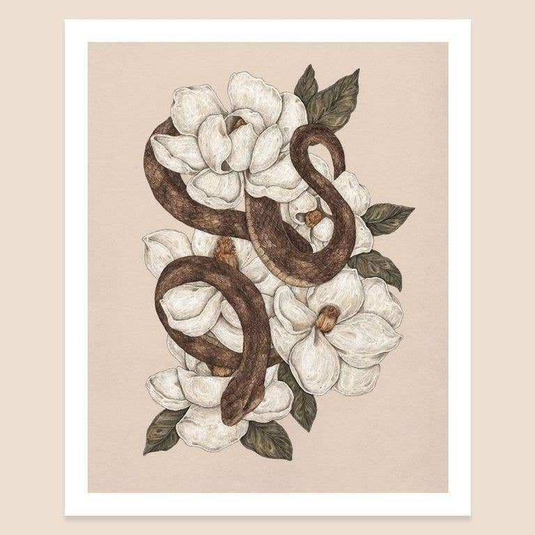 Snake and Magnolias Print 8” x 10”