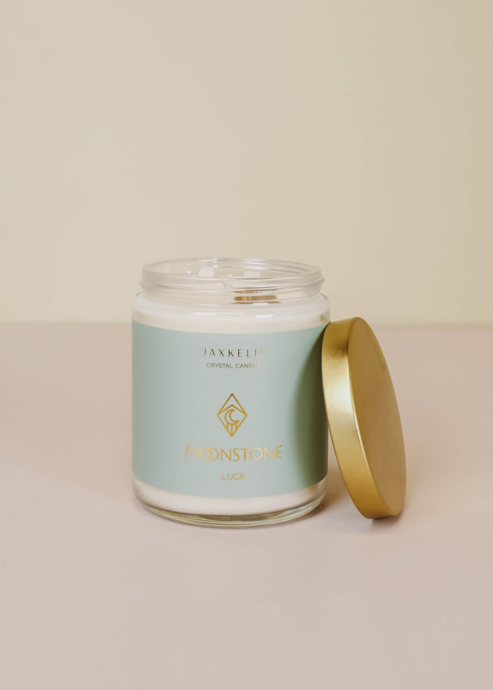 9oz Soy Crystal Candle - Moonstone - Good Luck
