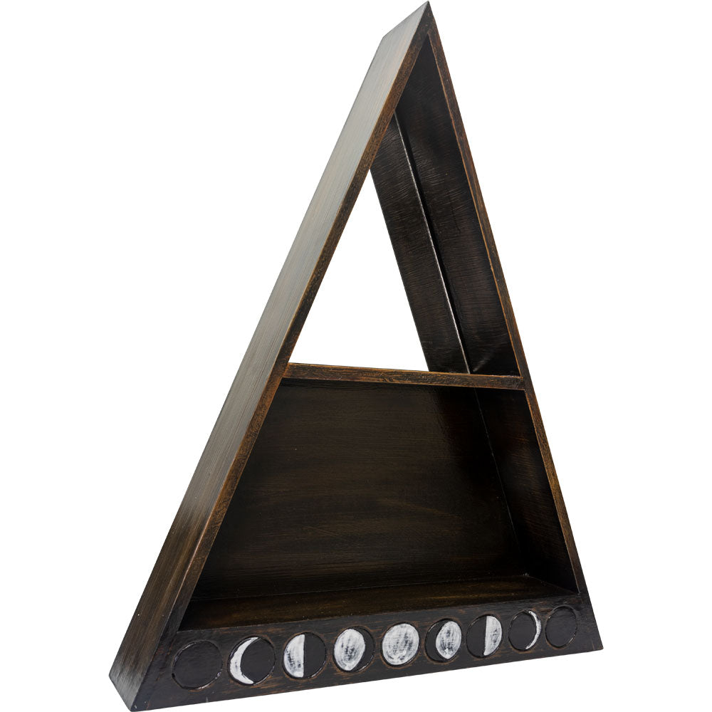 Moon Phases Wooden Pyramid Shelf w/ Mirror