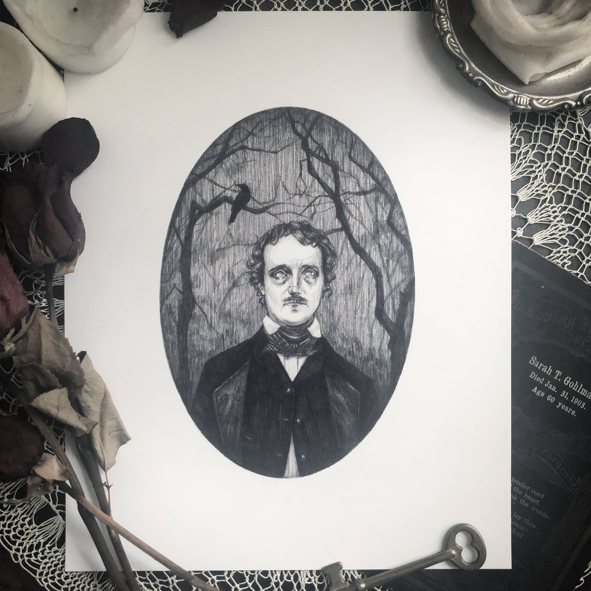 Edgar Allan Poe Fine Art Print - Gothic Author Portrait